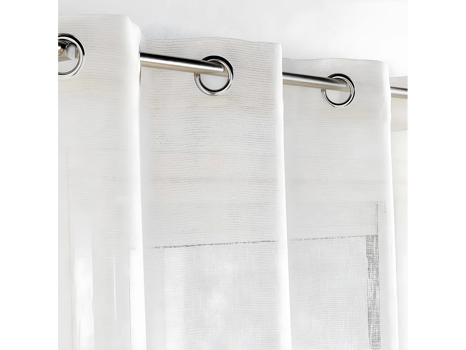 Rideau Voilage à Œillets "Sunline" 140x240cm Blanc & Or