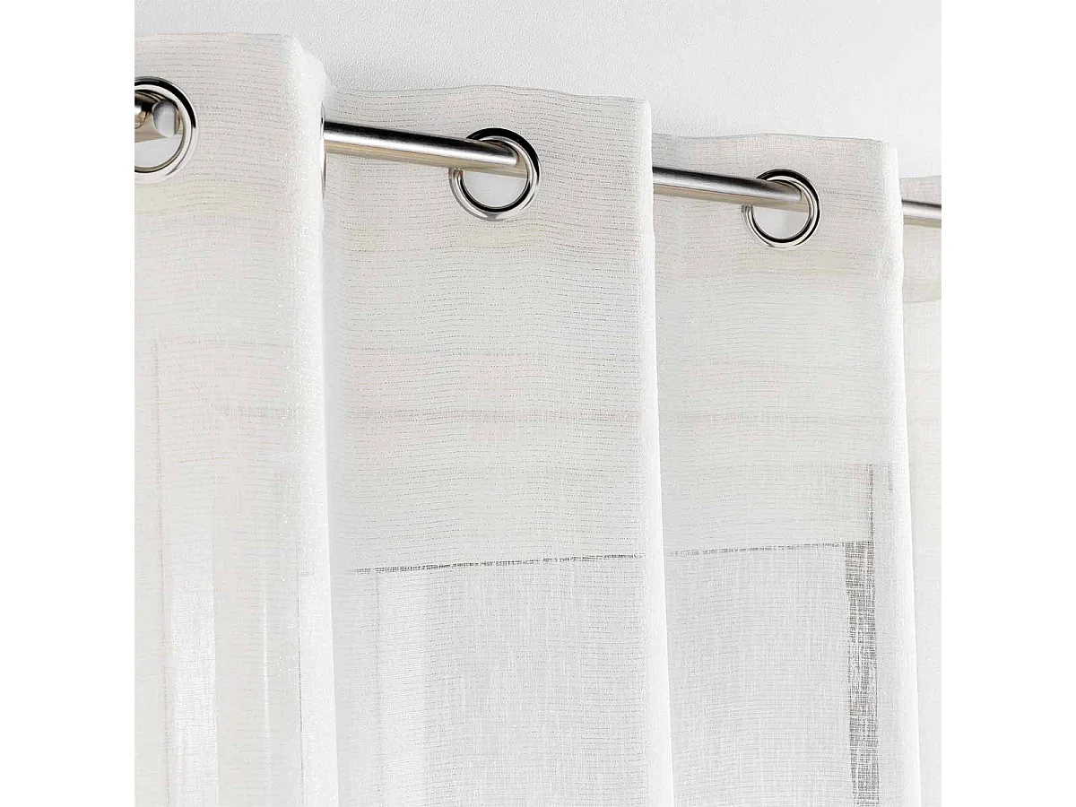 Rideau Voilage à Œillets "Sunline" 140x240cm Blanc & Or