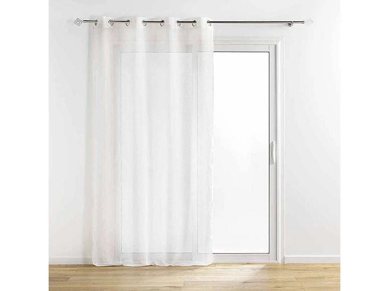 Rideau Voilage à Œillets "Sunline" 140x240cm Blanc & Or