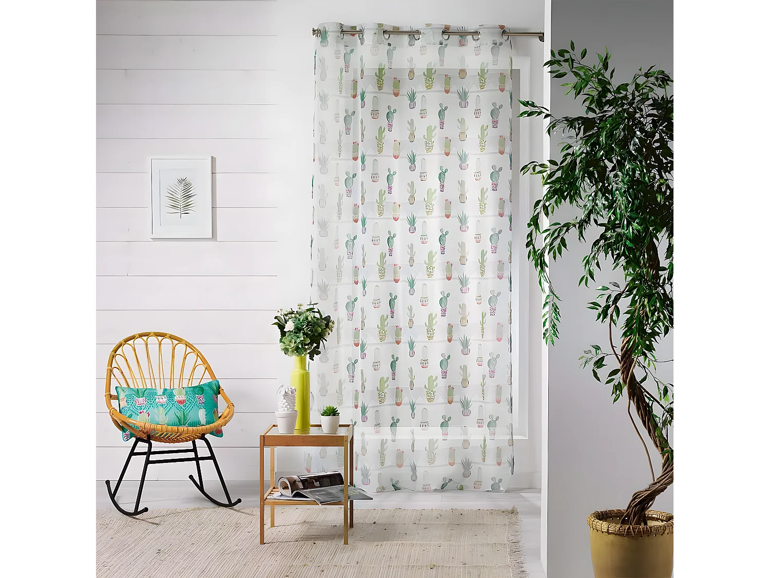 Rideau Voilage à Œillets "Jalisco" 140x240cm Vert