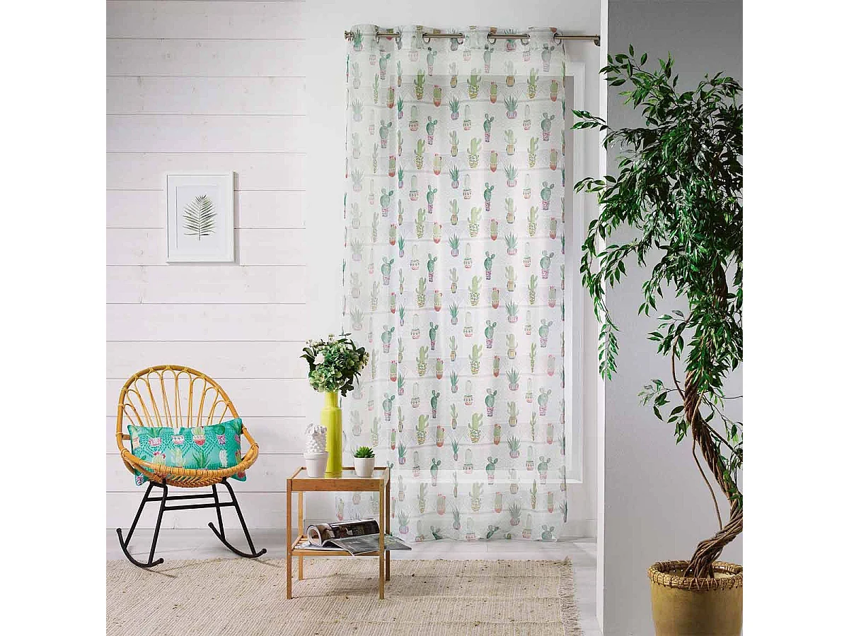 Rideau Voilage à Œillets "Jalisco" 140x240cm Vert