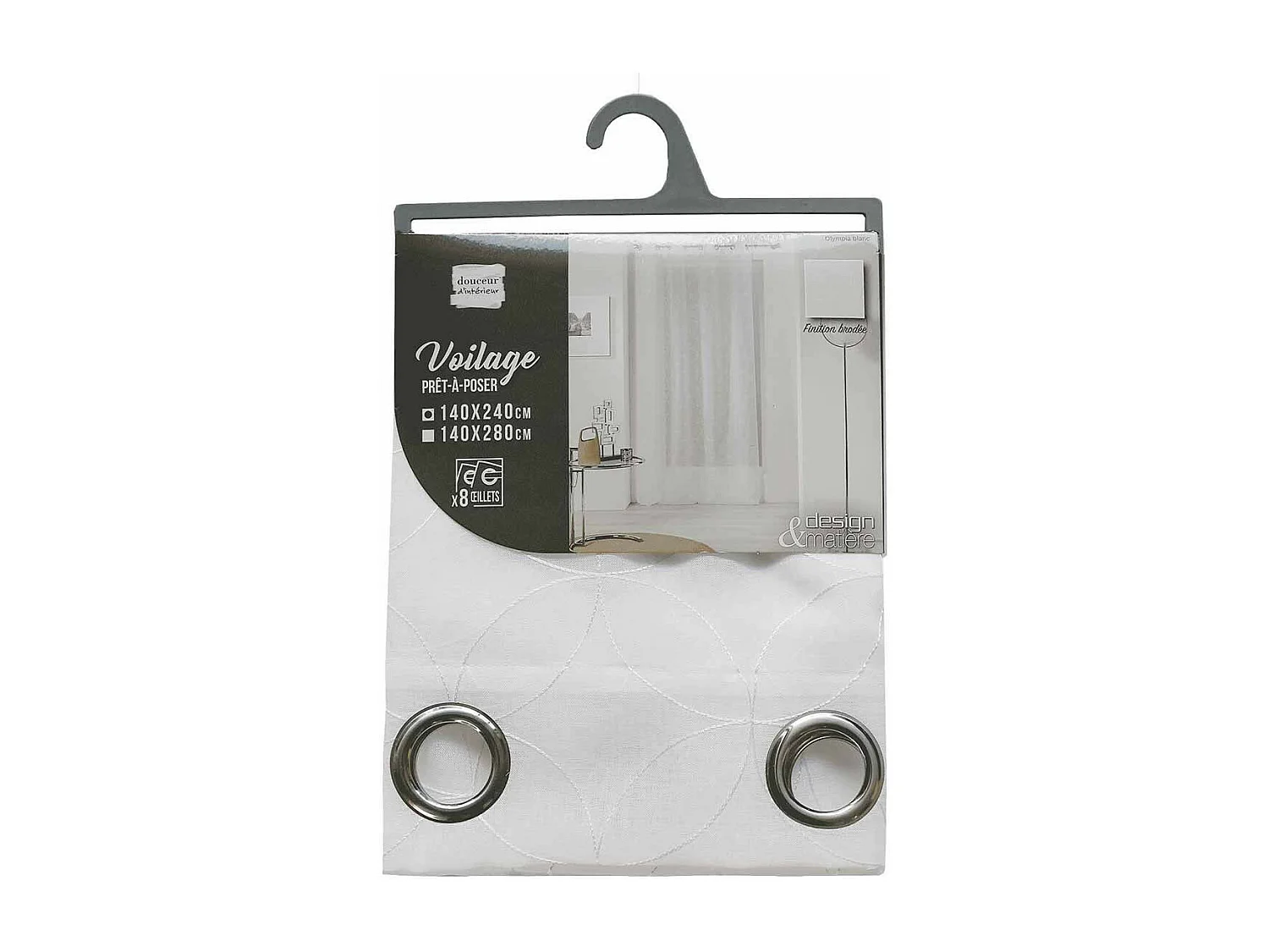 Rideau Voilage à Œillets "Olympia" 140x240cm Blanc