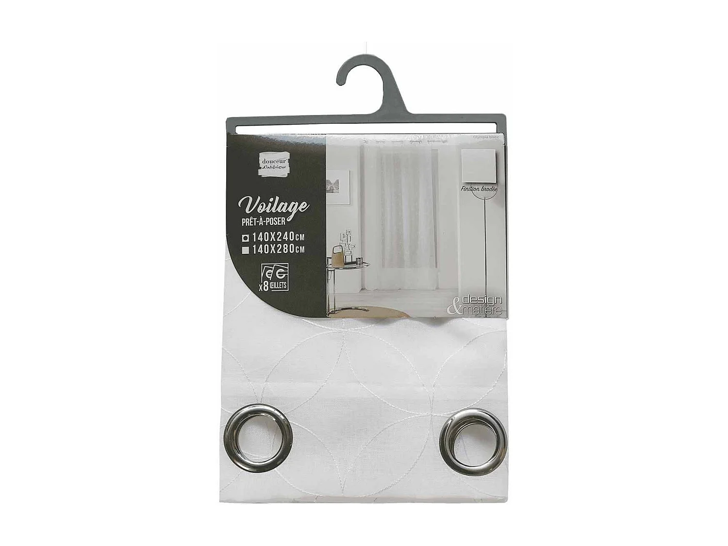 Rideau Voilage à Œillets "Olympia" 140x240cm Blanc