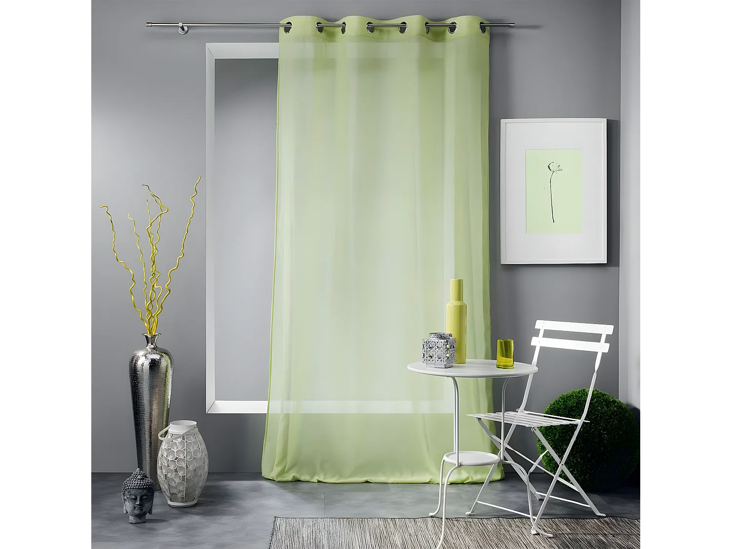 Rideau Voilage à Œillets "Mitsy" 140x240cm Vert