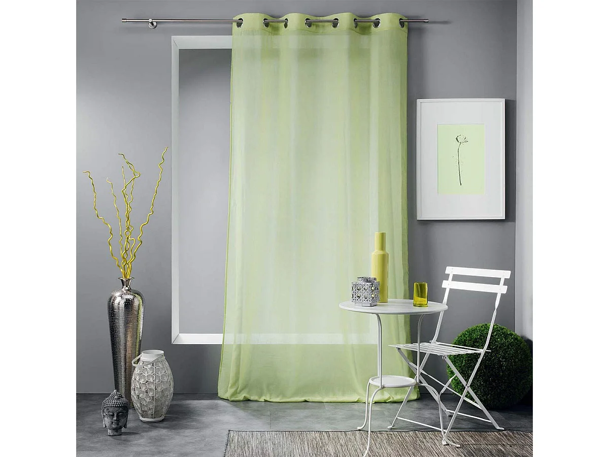 Rideau Voilage à Œillets "Mitsy" 140x240cm Vert