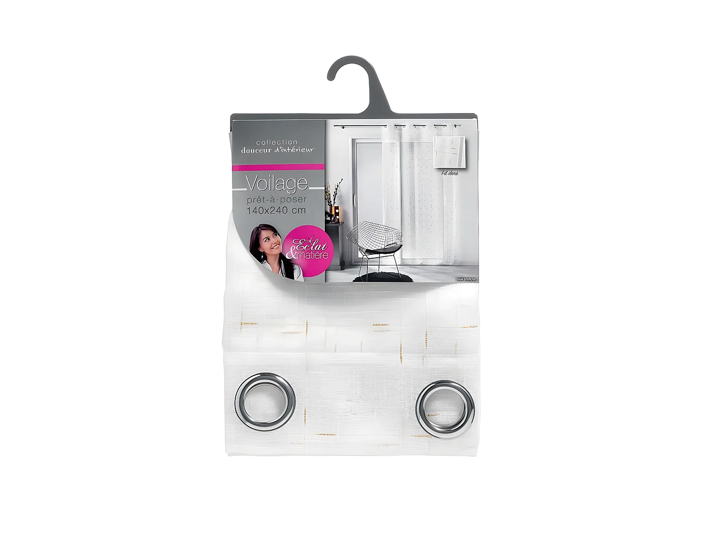 Rideau Voilage à Œillets "Dixiea" 140x240cm Or