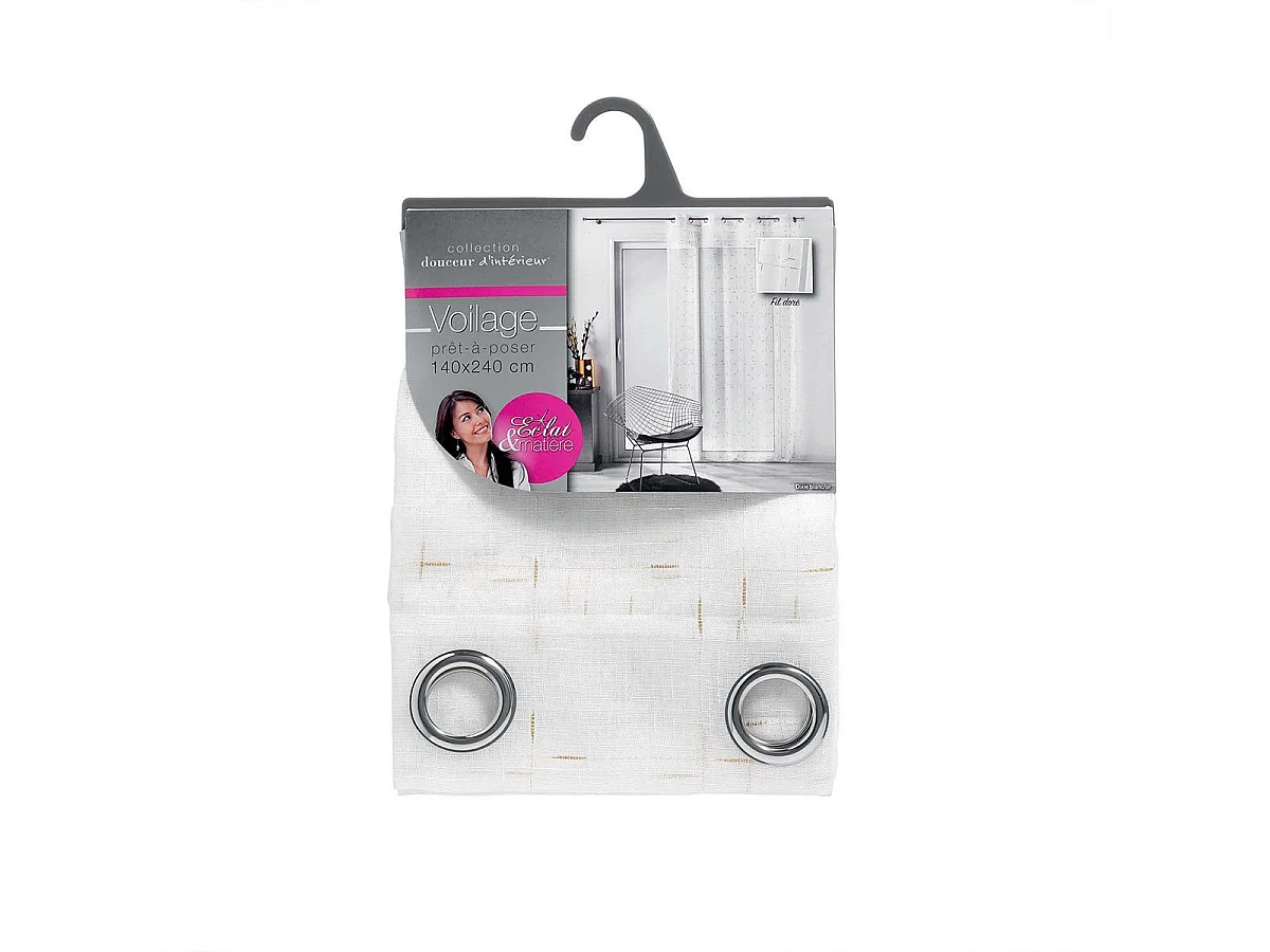 Rideau Voilage à Œillets "Dixiea" 140x240cm Or