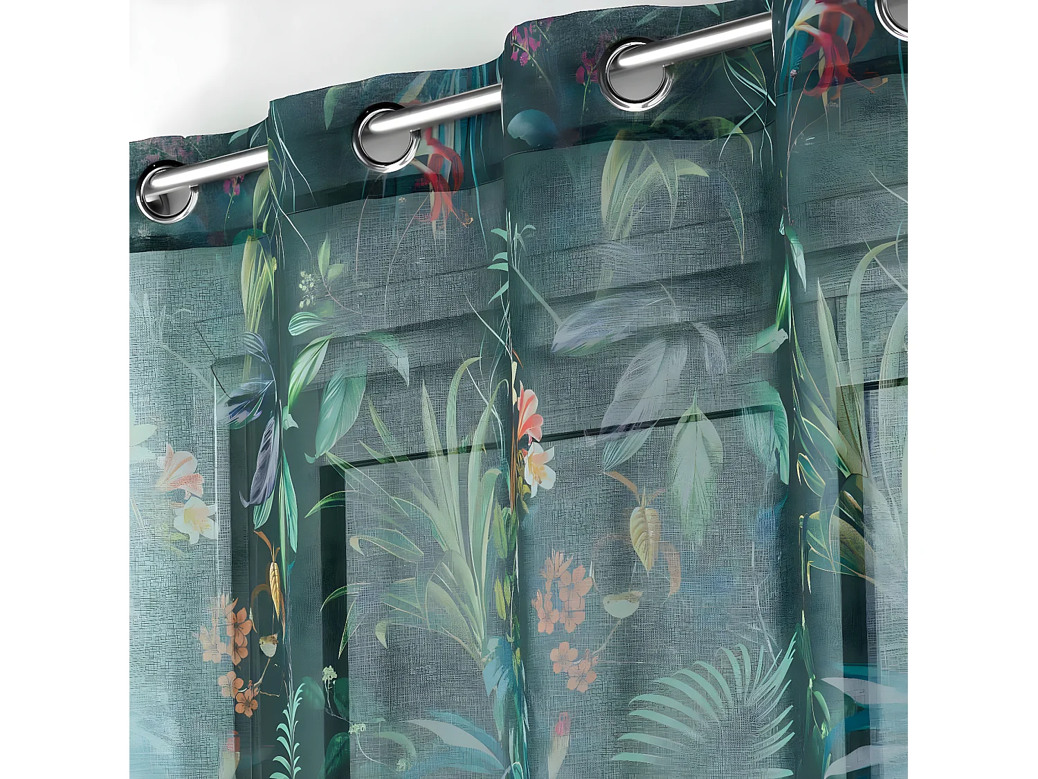 Rideau Voilage à Œillets "Féerie" 140x240cm Émeraude