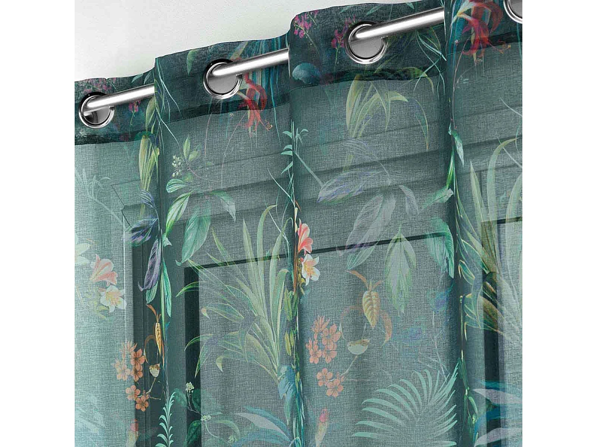 Rideau Voilage à Œillets "Féerie" 140x240cm Émeraude