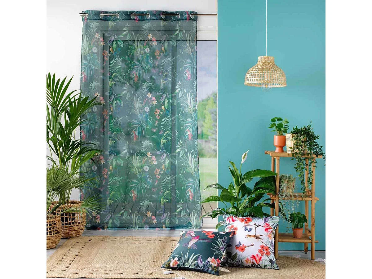 Rideau Voilage à Œillets "Féerie" 140x240cm Émeraude