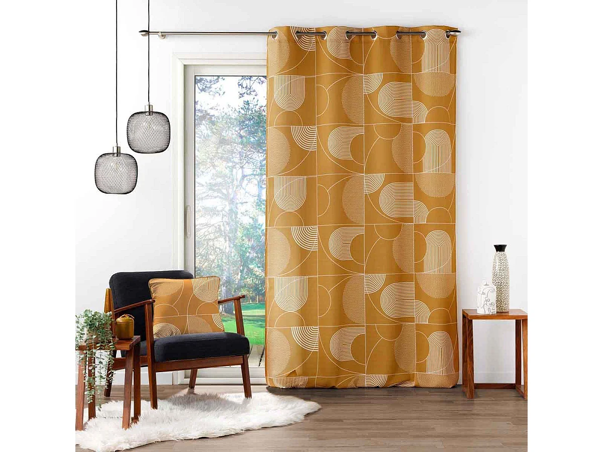 Rideau à Œillets "Esquisse" 140x260cm Camel