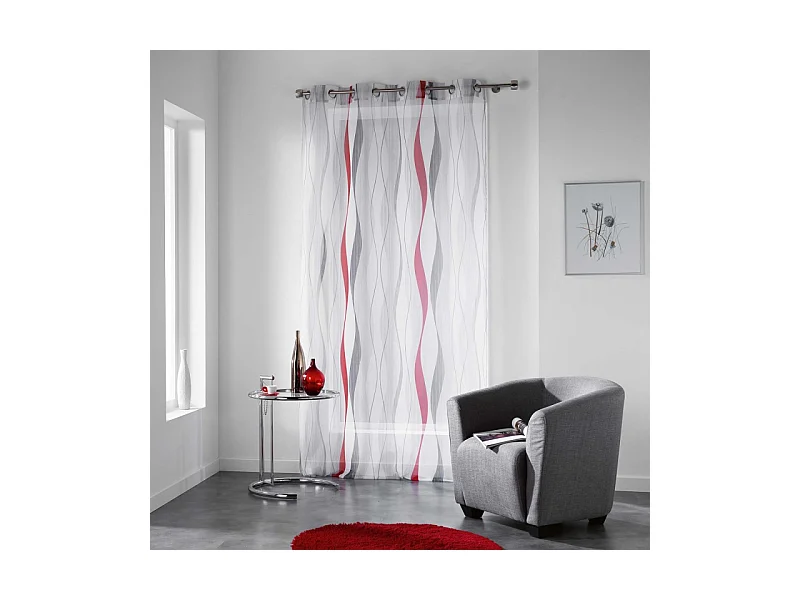 Rideau Voilage Imprimé "Ondulys" 140x280cm Gris