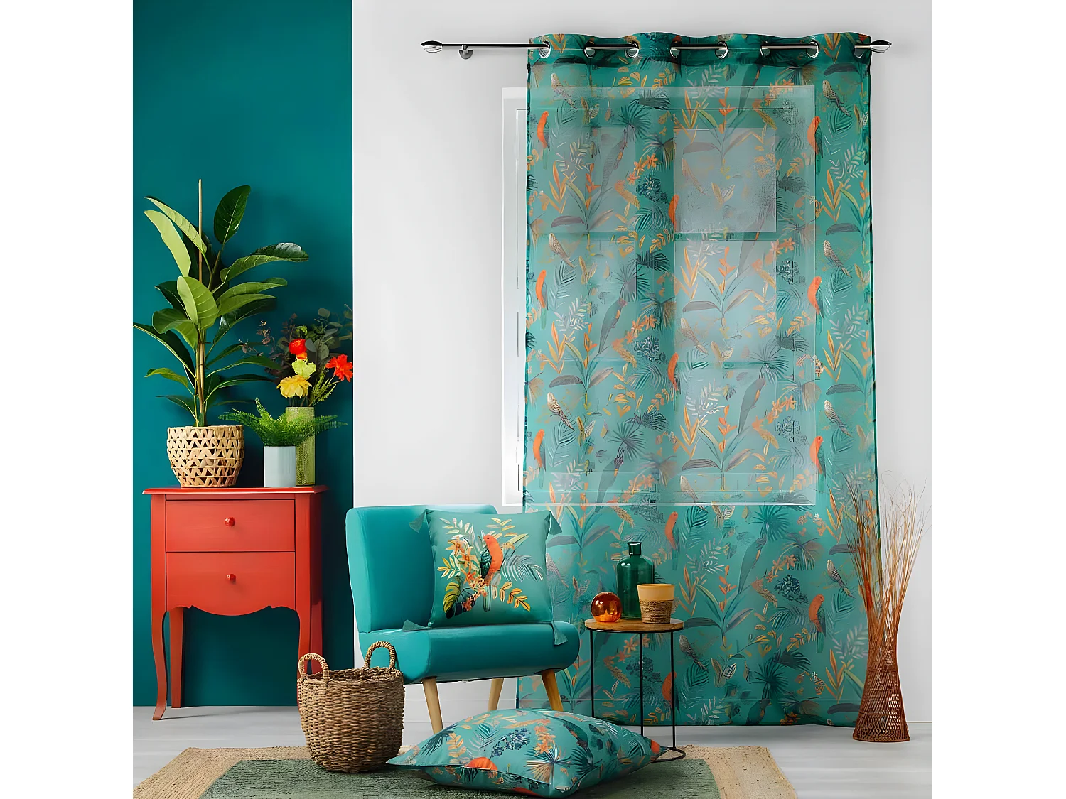 Rideau Voilage à Œillets "Panis" 140x240cm Bleu