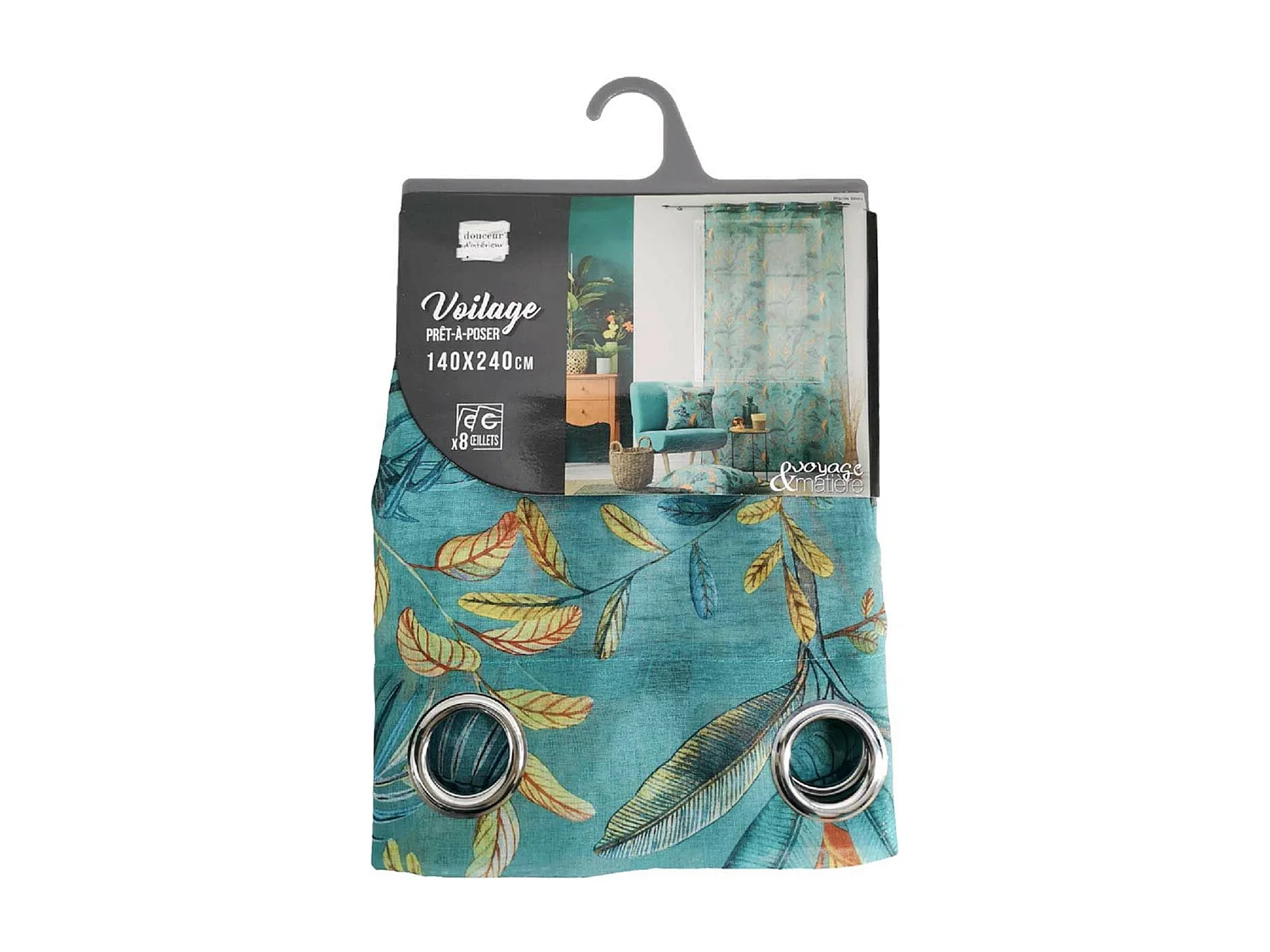 Rideau Voilage à Œillets "Panis" 140x240cm Bleu