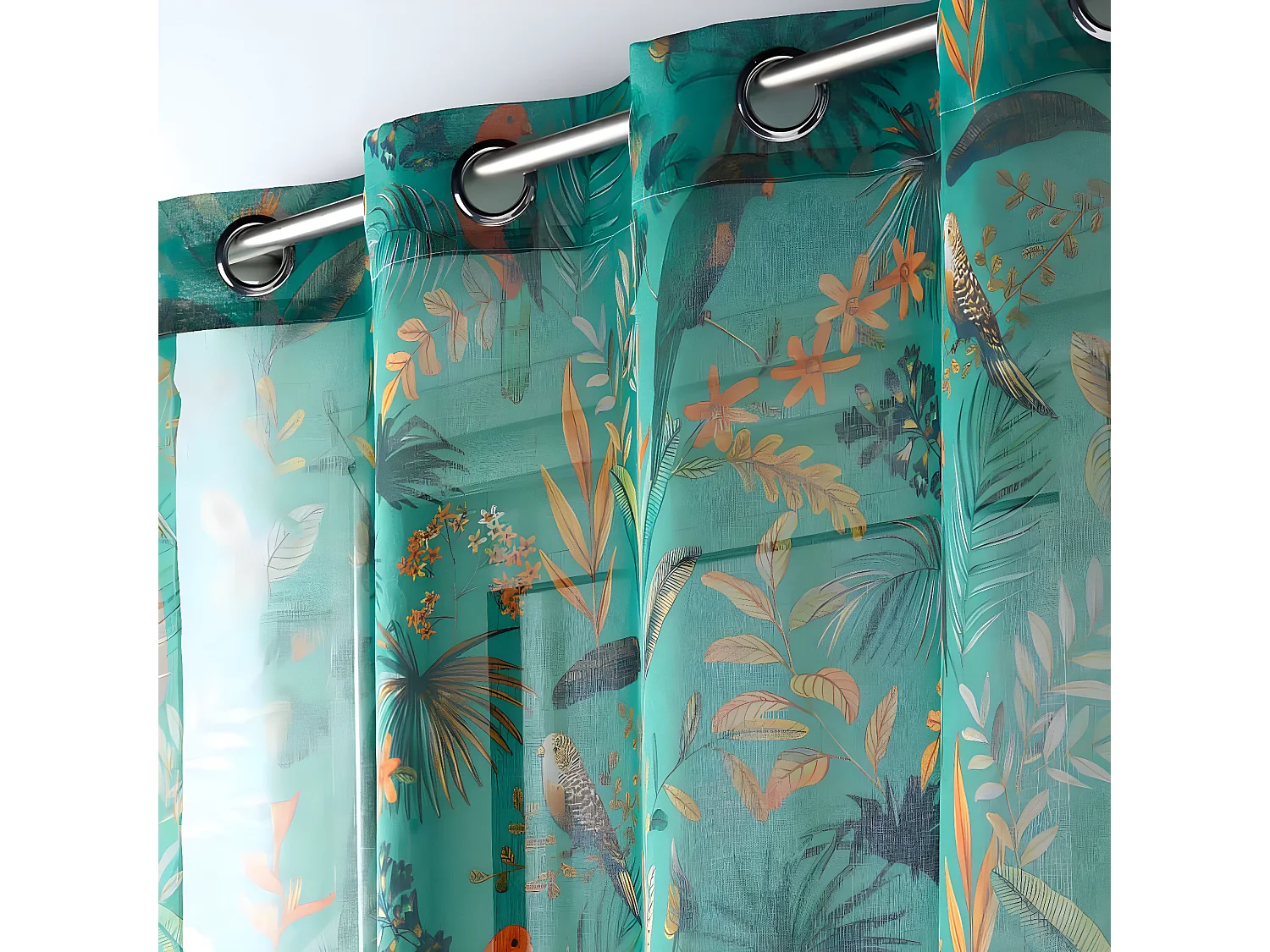 Rideau Voilage à Œillets "Panis" 140x240cm Bleu