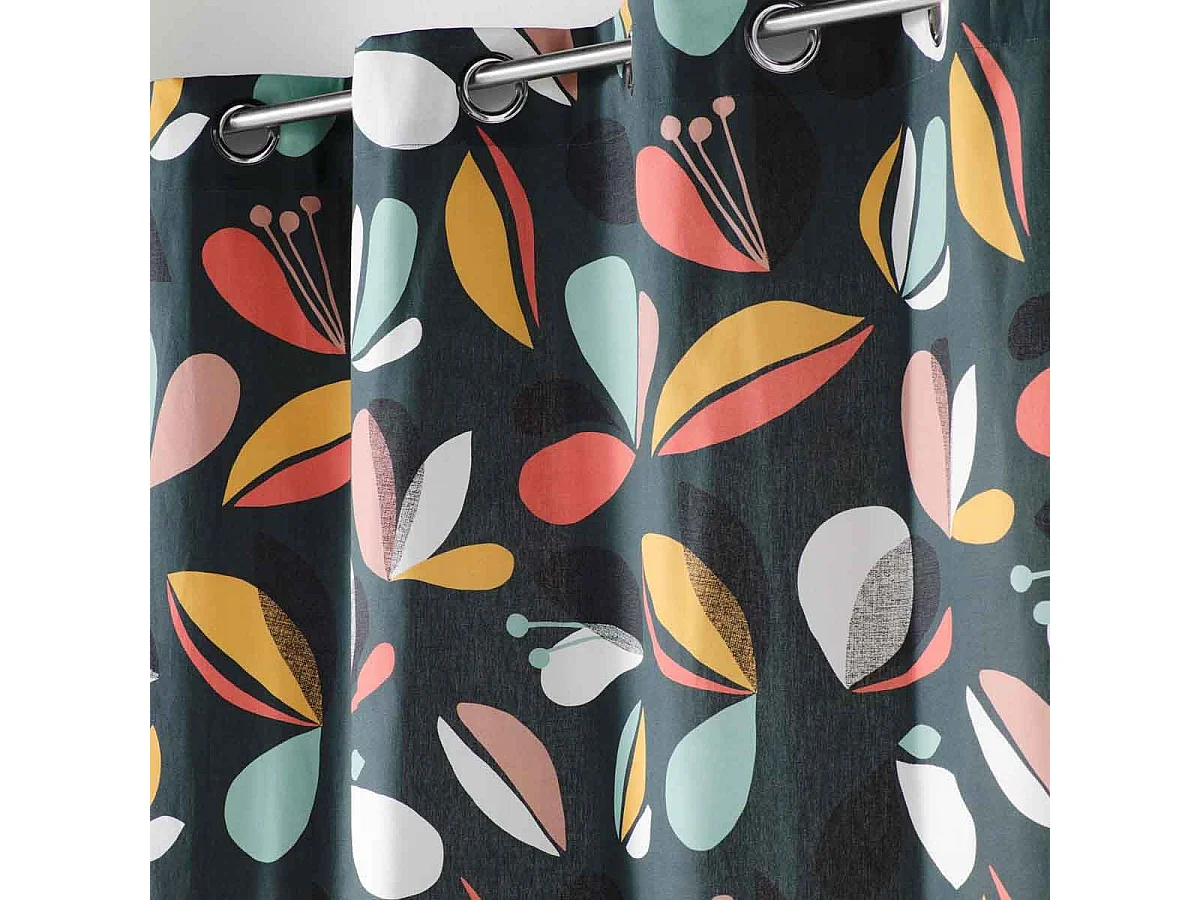 Rideau à Œillets Imprimé "Panaflore" 140x240cm Vert