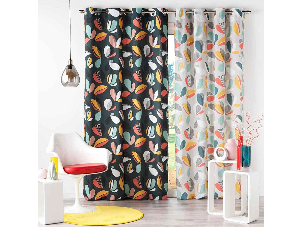 Rideau à Œillets Imprimé "Panaflore" 140x240cm Vert