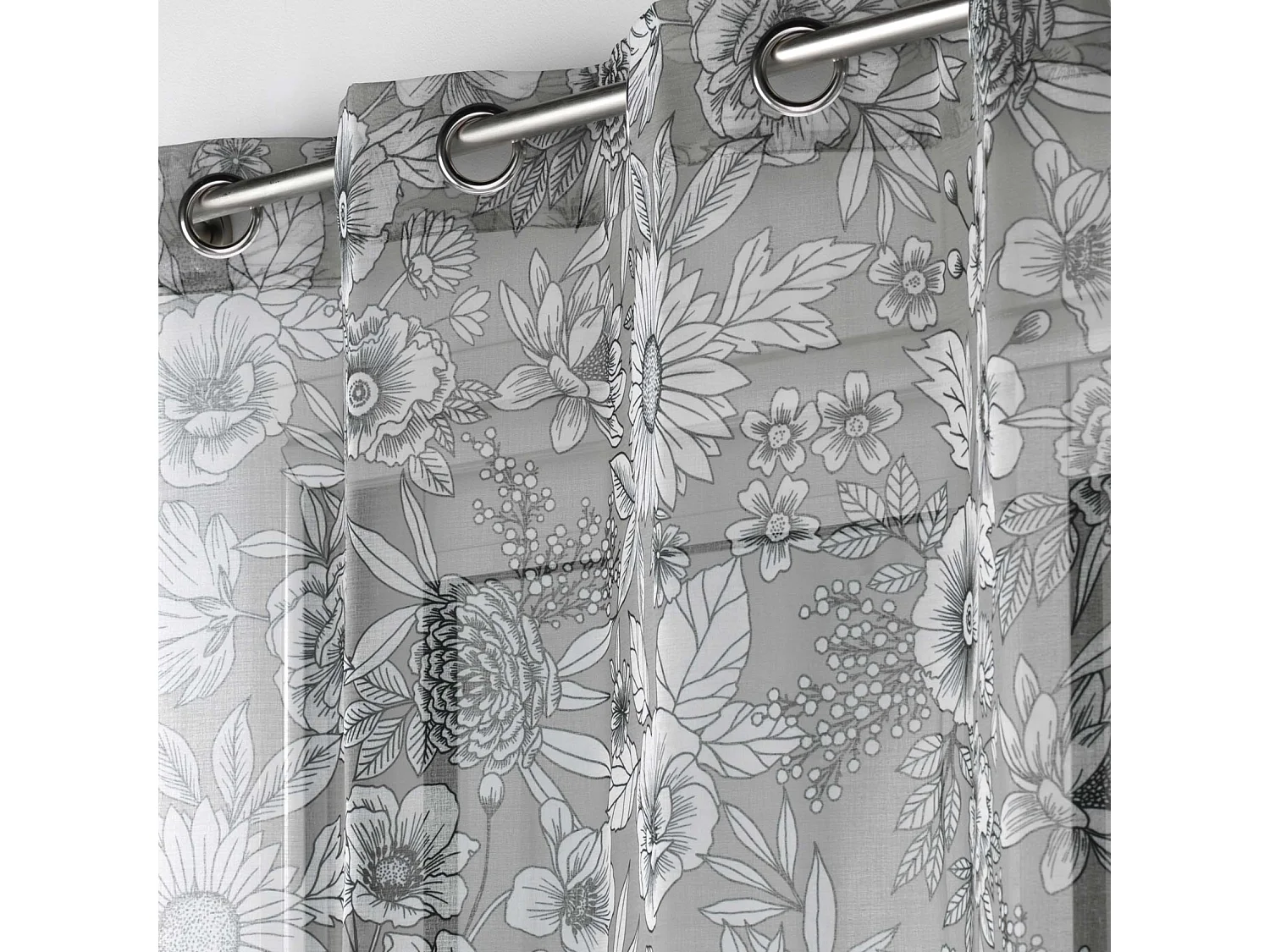 Rideau Voilage à Œillets "Milady" 140x240cm Gris