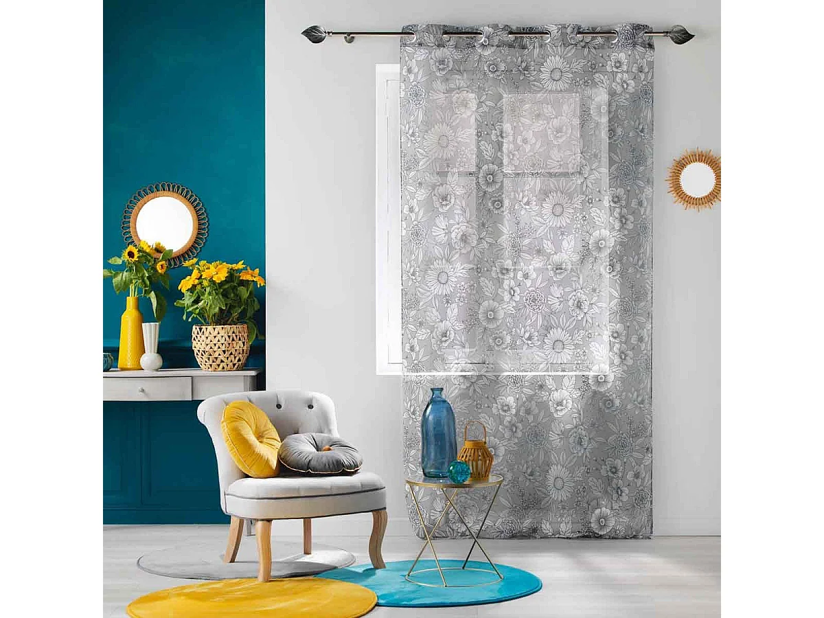 Rideau Voilage à Œillets "Milady" 140x240cm Gris