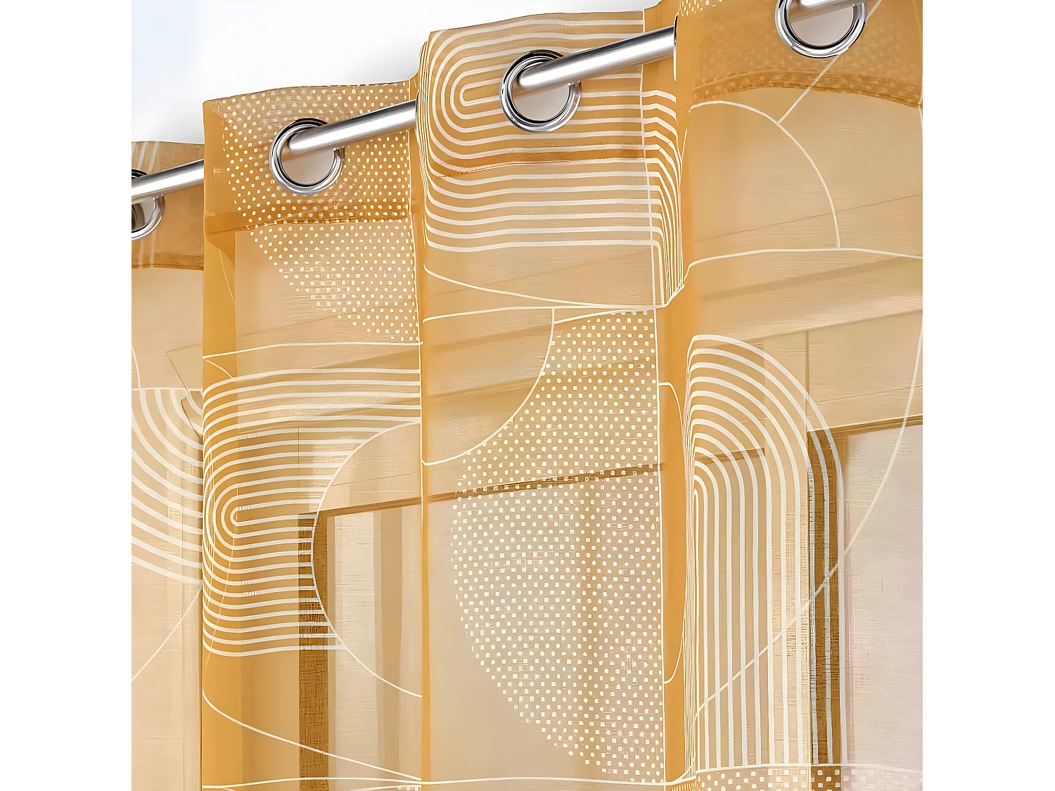 Rideau Voilage à Œillets "Esquisse" 140x280cm Camel