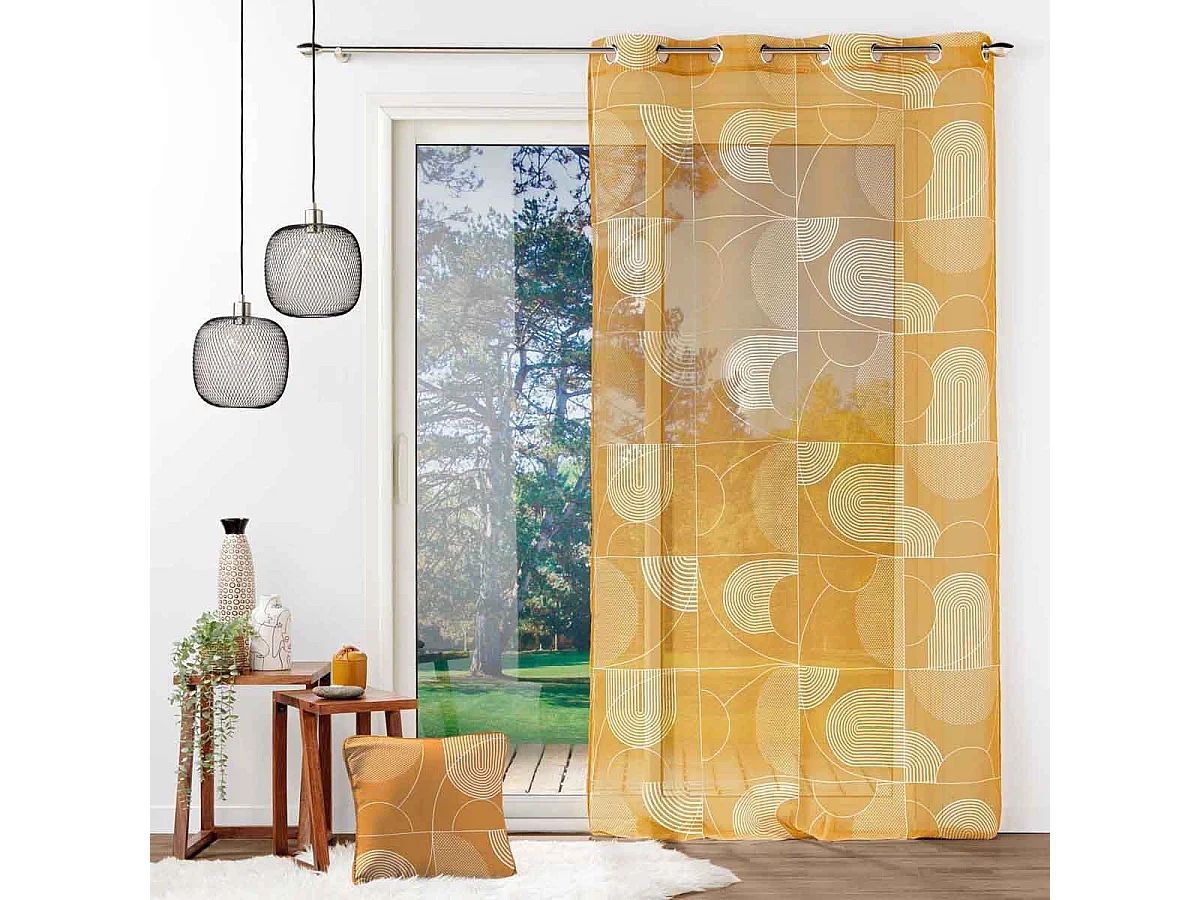 Rideau Voilage à Œillets "Esquisse" 140x280cm Camel