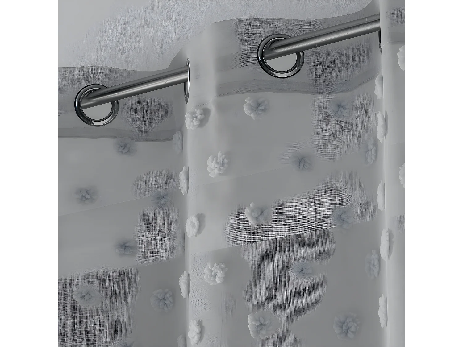 Rideau Voilage à Œillets "Mélusine" 140x240cm Gris