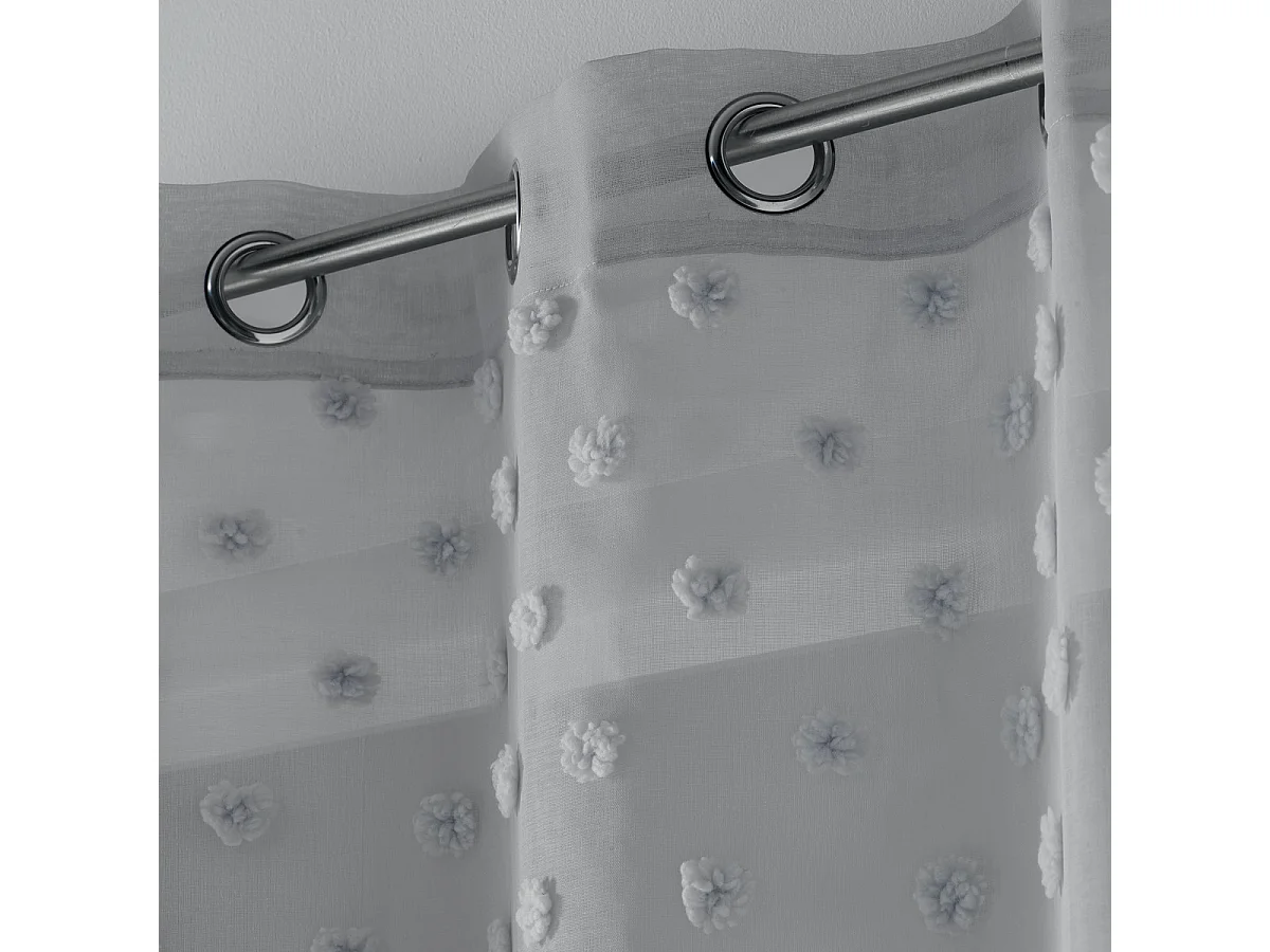 Rideau Voilage à Œillets "Mélusine" 140x240cm Gris