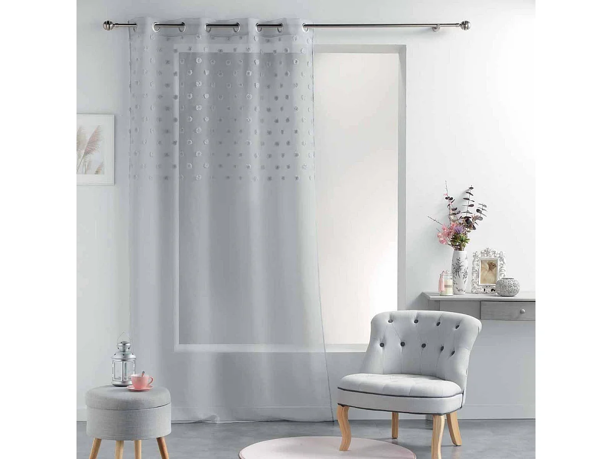 Rideau Voilage à Œillets "Mélusine" 140x240cm Gris
