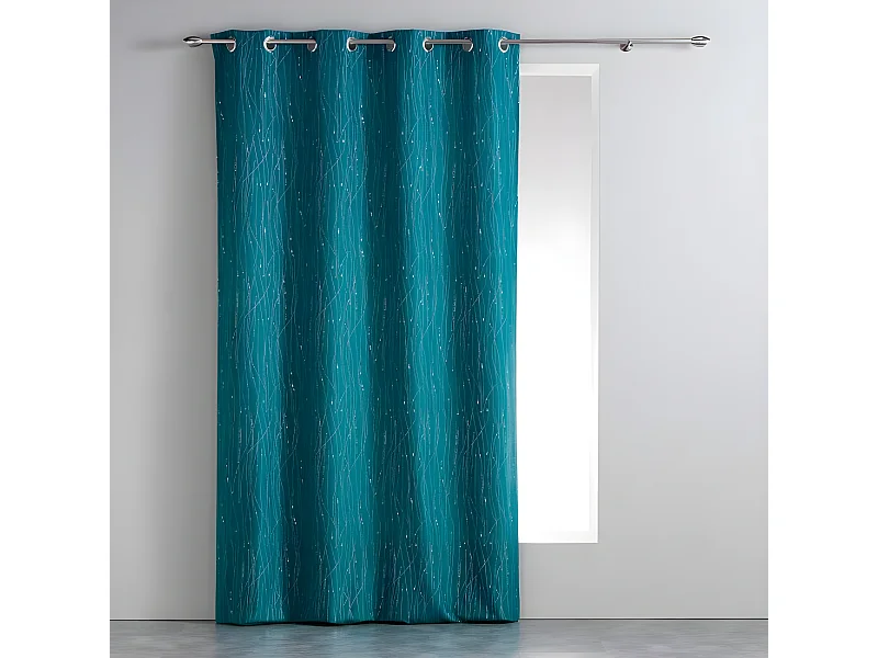 Rideau à Oeillets "Filiane" 140x260cm Bleu Pétrole