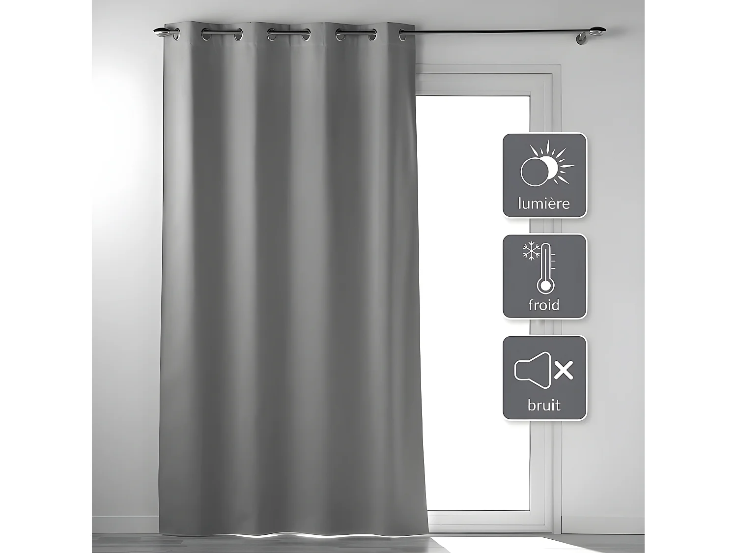 Rideau Occultant "Occultiss" 135x260cm Gris