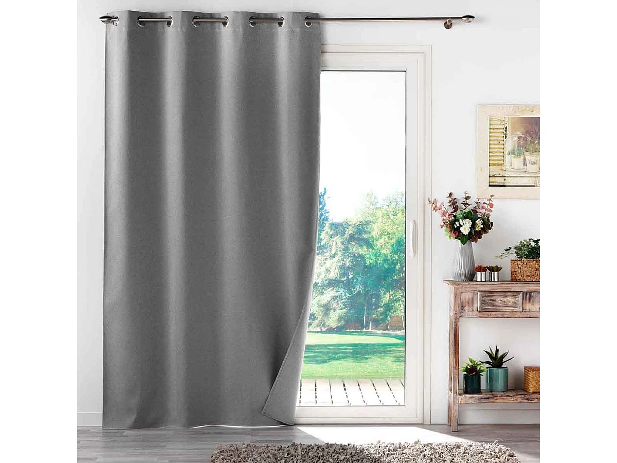 Rideau Occultant à Œillets "Occultiss" 135x260cm Gris
