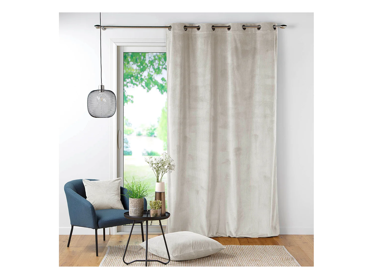 Unifarbener Siebvorhang aus Cordsamt 140 x 260 cm