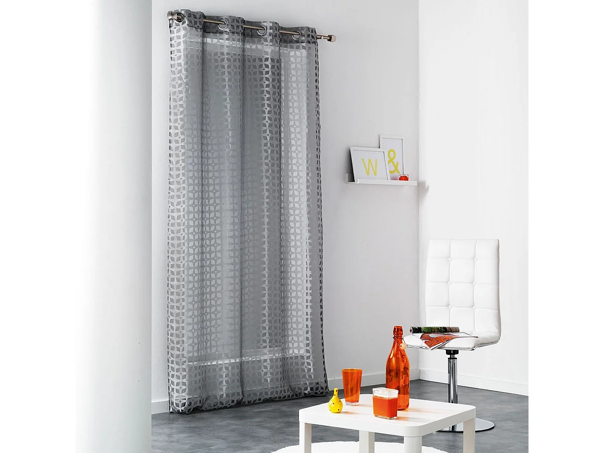Rideau Voilage à Œillets "Glorenza" 140x240cm Gris