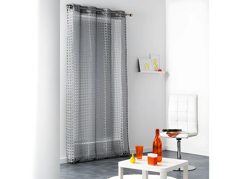 Rideau Voilage à Œillets "Glorenza" 140x240cm Gris