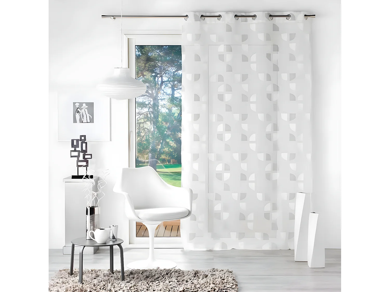 Rideau Voilage à Œillets "Pixie" 140x240cm Blanc