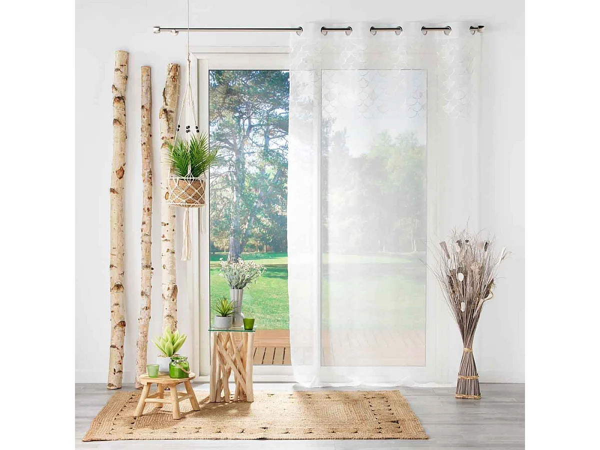 Rideau Voilage à Œillets "Yaelle" 135x240cm Blanc