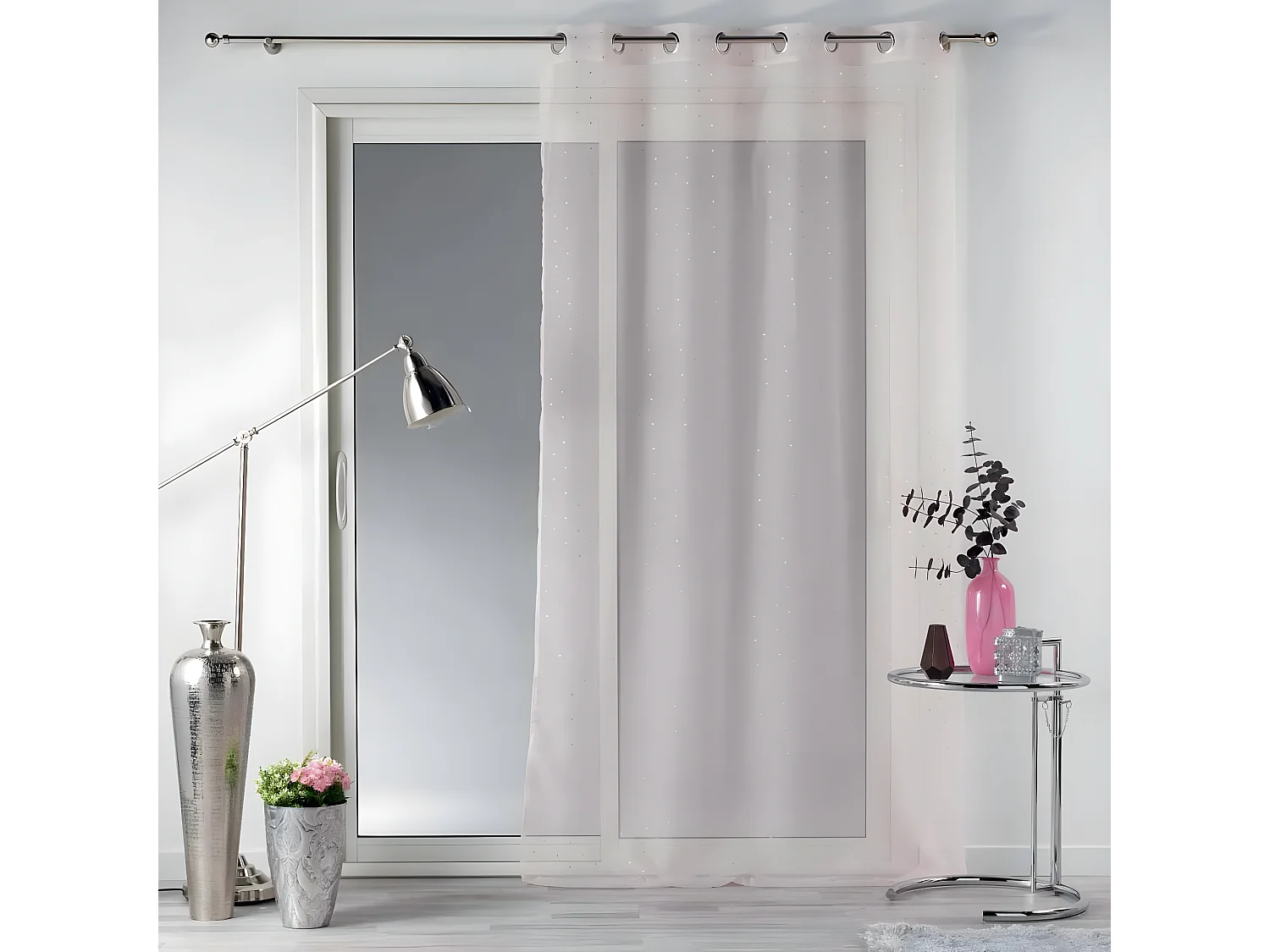 Rideau Voilage à Œillets "Orion" 140x240cm Rose