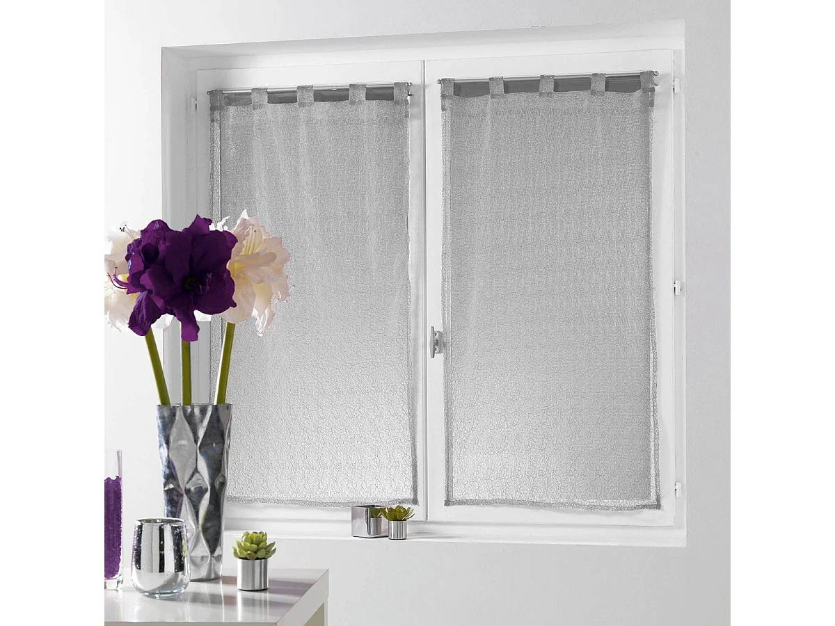 Paire de Voilages "Résille" 60x90cm Argent