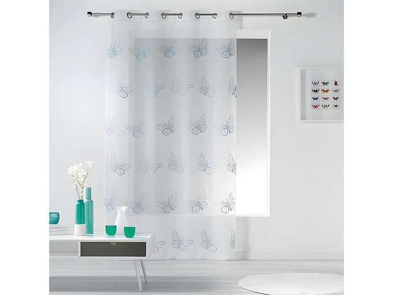Rideau Voilage "Papillona" 140x240cm Bleu