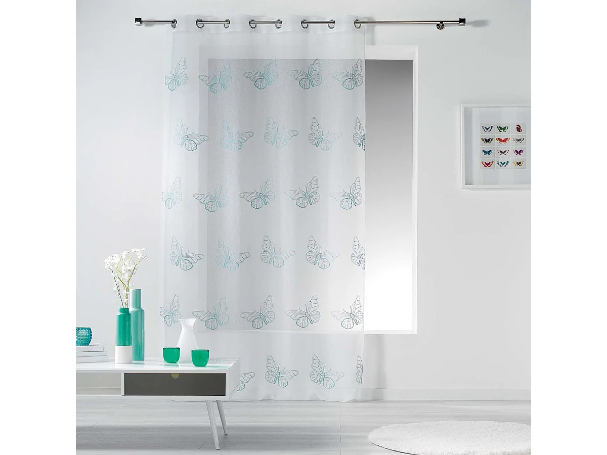 Rideau Voilage "Papillona" 140x240cm Bleu