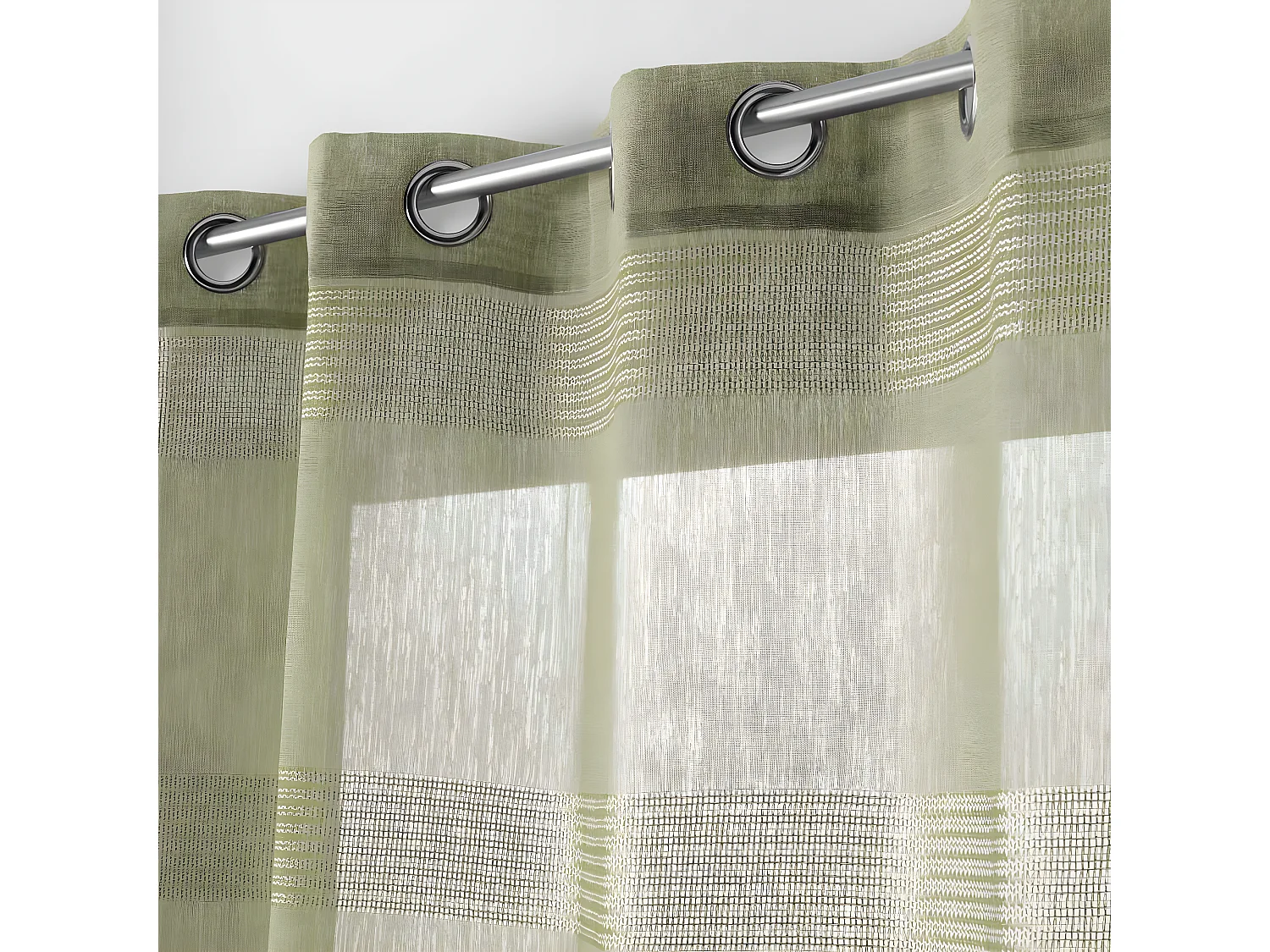 Rideau Voilage à Œillets "Ajourela" 140x240cm Kaki