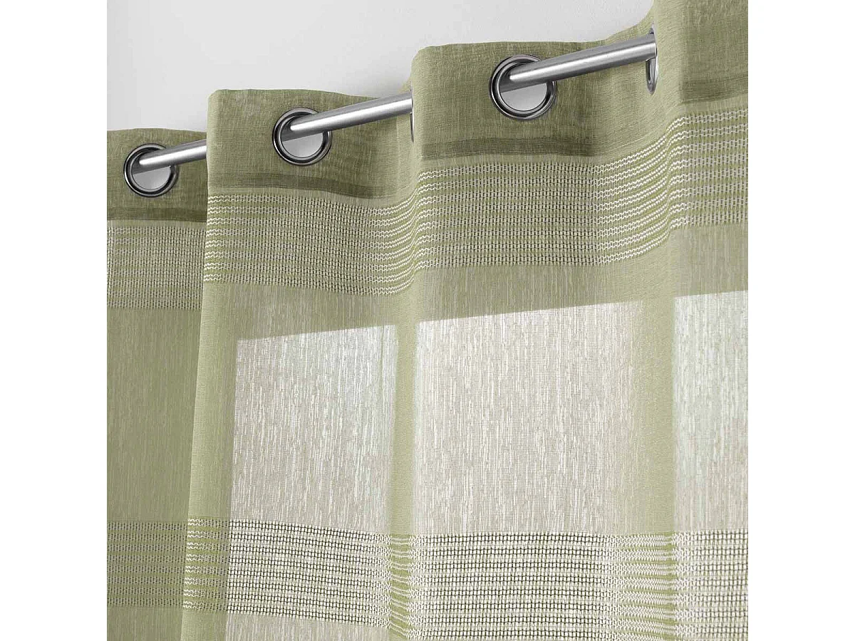 Rideau Voilage à Œillets "Ajourela" 140x240cm Kaki