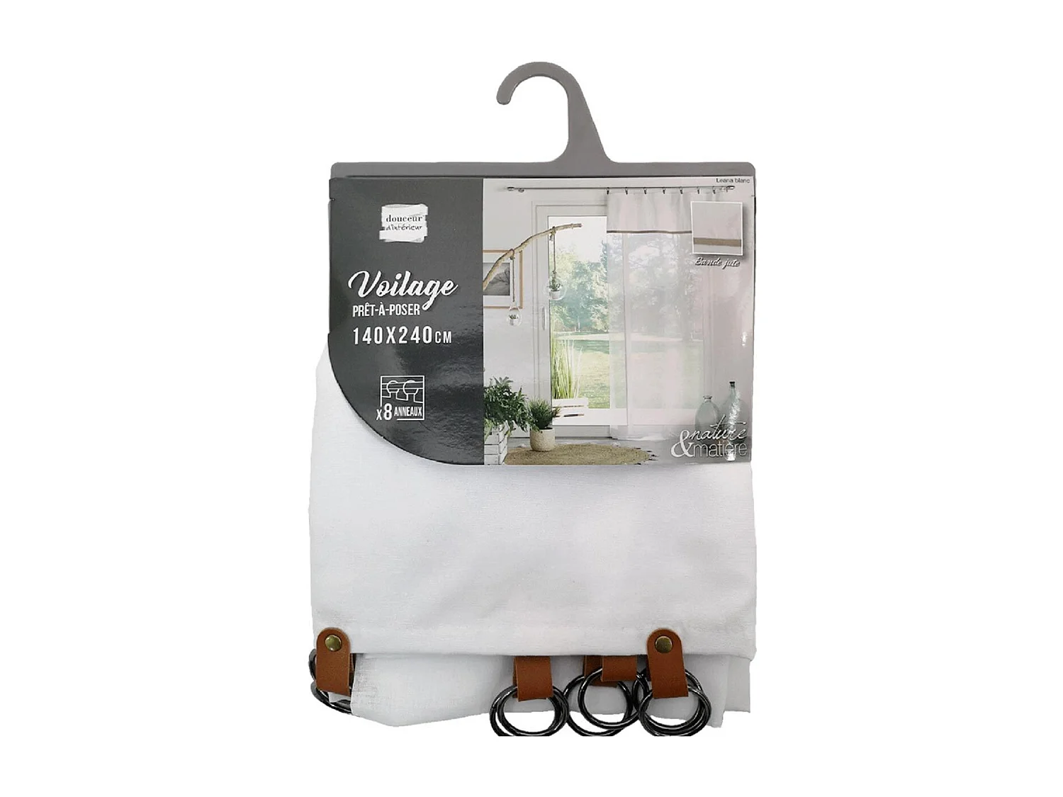 Rideau Voilage à Anneaux "Leana" 140x240cm Blanc