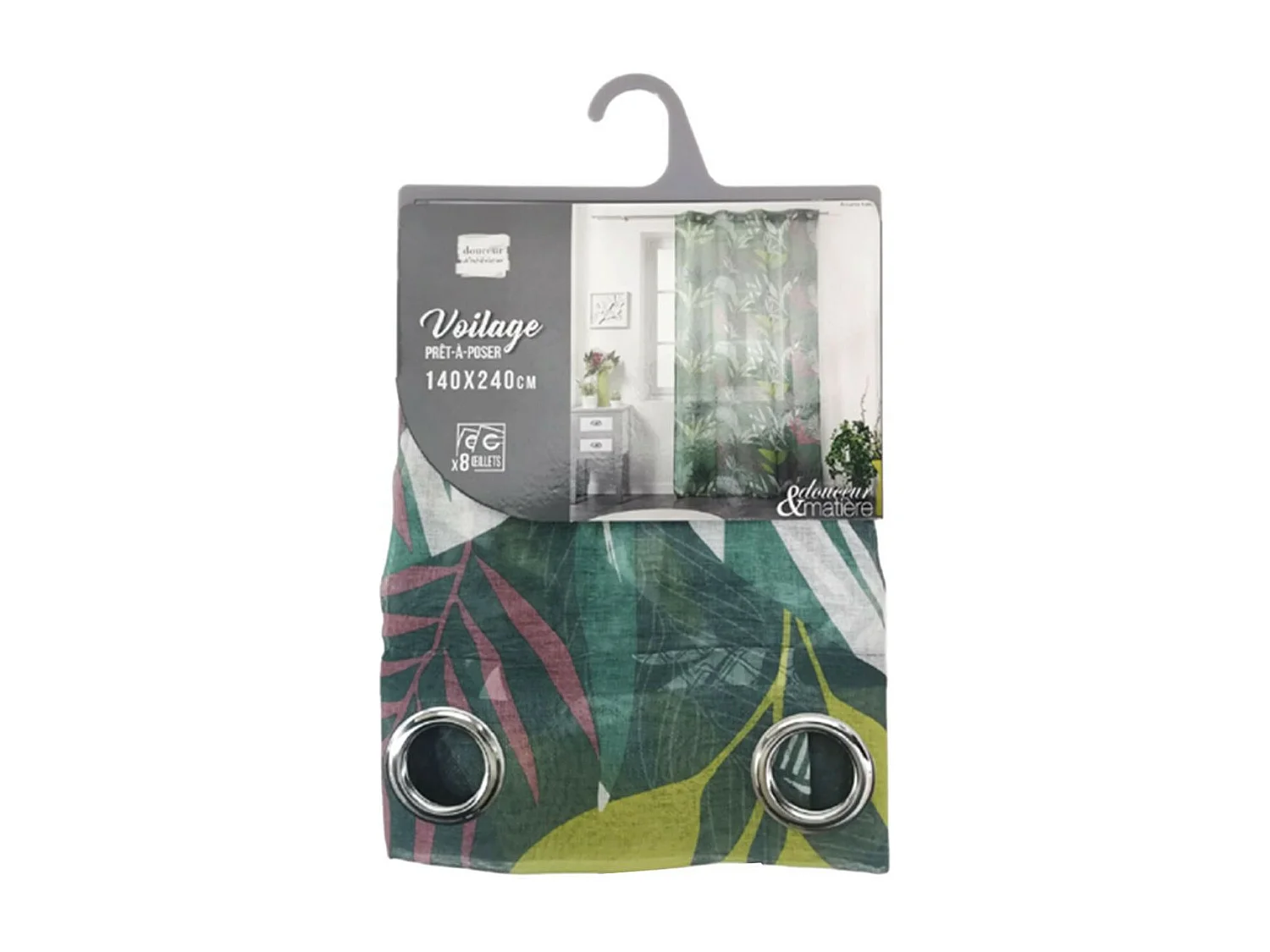 Rideau Voilage à Œillets "Assana" 140x240cm Kaki