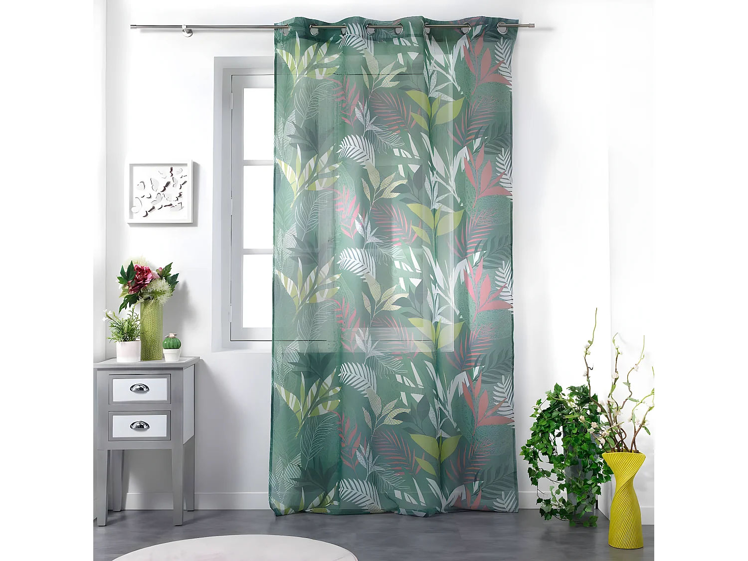 Rideau Voilage à Œillets "Assana" 140x240cm Kaki