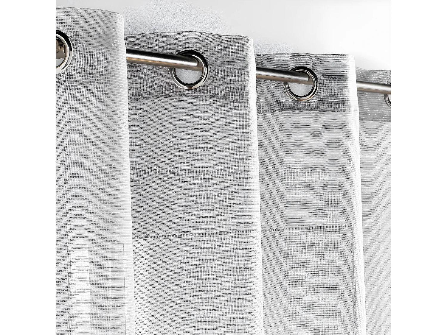 Rideau Voilages à Œillets "Sunline" 140x240cm Gris & Argent
