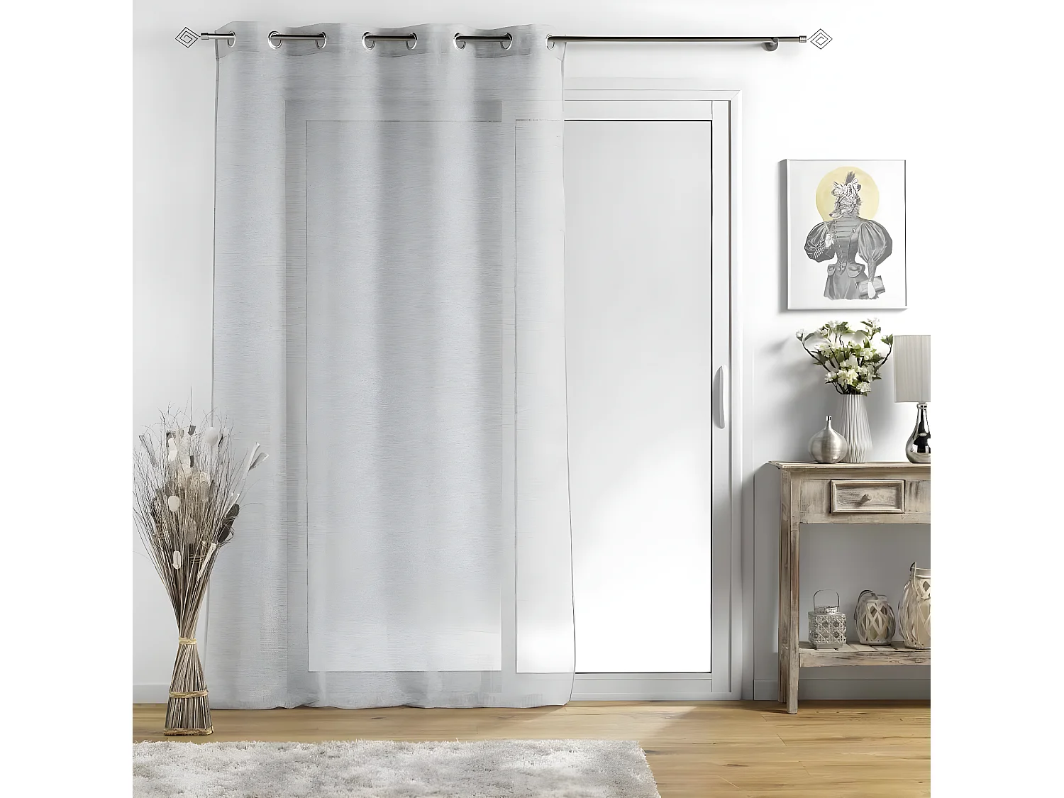 Rideau Voilages à Œillets "Sunline" 140x240cm Gris & Argent