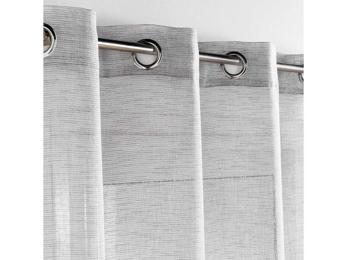 Rideau Voilages à Œillets "Sunline" 140x240cm Gris & Argent