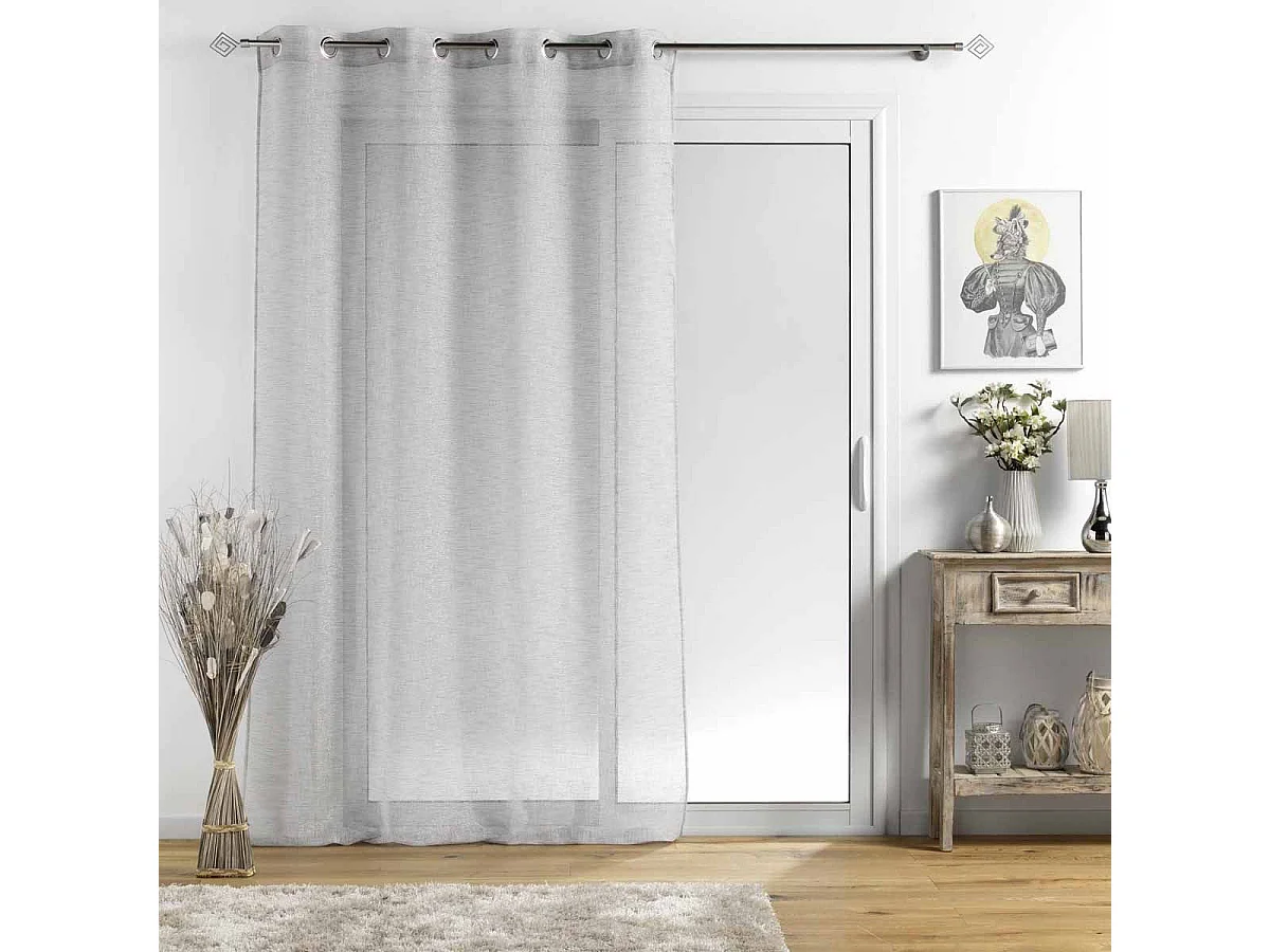 Rideau Voilages à Œillets "Sunline" 140x240cm Gris & Argent
