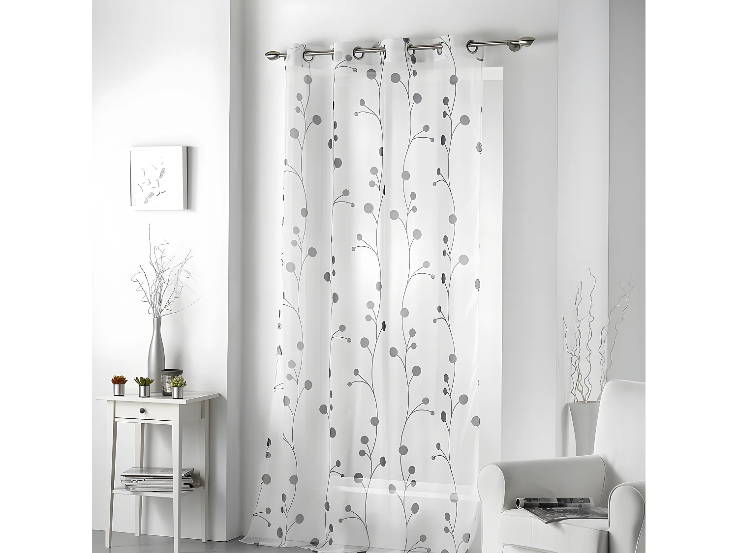 Rideau Voilage "Clochettes" 140x240cm Anthracite